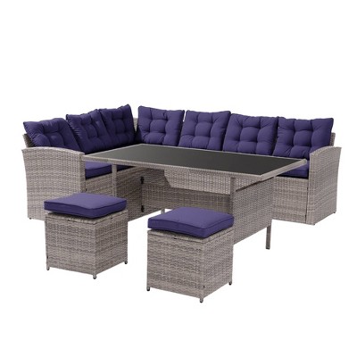 GODEER 5pc Wicker Outdoor Conversation Set