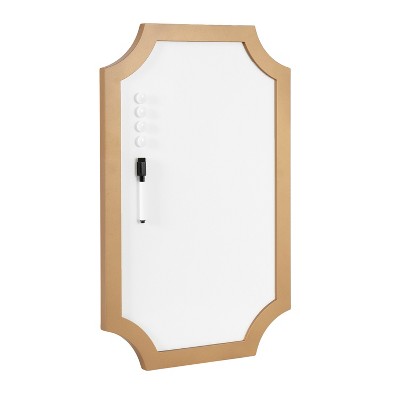 Kate & Laurel All Things Decor 15"x24" Holbrook Magnetic Dry Erase Board Gold