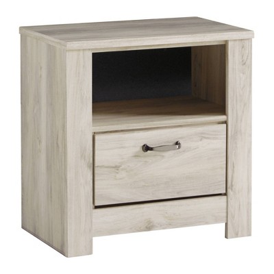 Signature Design by Ashley Bellaby One Drawer Nightstand White: Bedside Table with USB Port & Storage