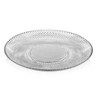 Slickblue 10" Glass Dinner Plate, Diamond Pattern, Microwave & Oven Safe, Available in 1/4/12 Piece Sets