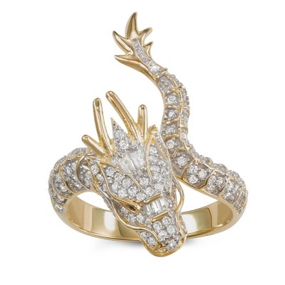 Designs By Gioelli 14K Gold Over Sterling Silver Cubic Zirconia Dragon Ring