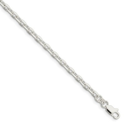 Black Bow Jewelry 4mm Sterling Silver Solid Beveled Oval Cable Chain Bracelet