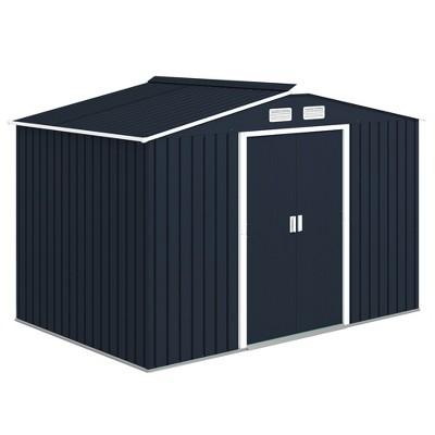 Outsunny Metal Storage Shed Organizer, Garden Tool House with Vents and Sliding Doors for Backyard, Patio, Garage, Lawn