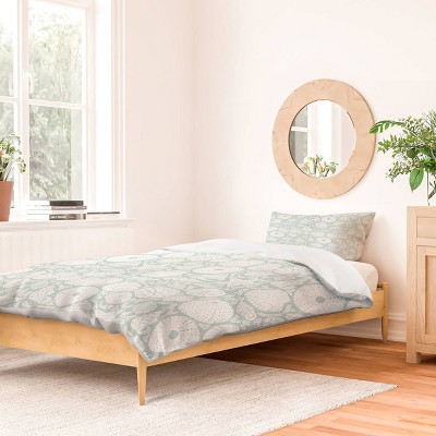 Deny Designs 2pc Twin/Twin Extra Long Iveta Abolina Sea Shells Duvet Cover and Pillow Sham Set White: 300 Thread Count, Woven Polyester