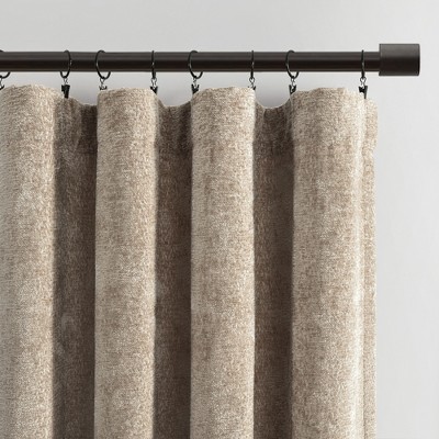 Lush Décor Aspen Luxury Velvet Chenille Window Curtain Panel Neutral Single 52x84