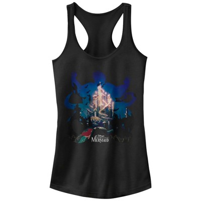 Juniors Womens The Little Mermaid Ursula Silhouette Racerback Tank Top