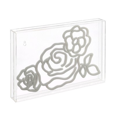 15" x 10.3" Crowd of Roses LED Neon Light, USB Acrylic Box - JONATHAN Y: Indoor Decor, Modern Design