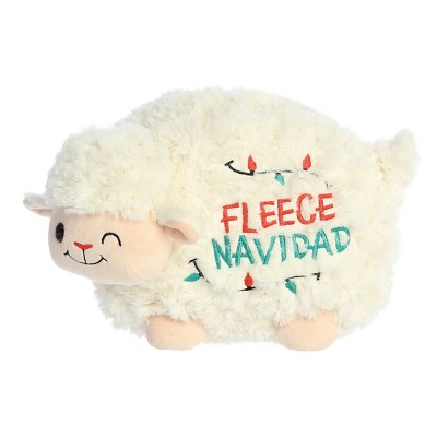 Aurora Small Fleece Navidad Sheep JUST SAYIN' Festive Stuffed Animal White 9"