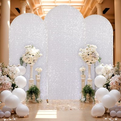 Round Top Fitted Sequin Arch Cover–With Zipper, Ideal for Outdoor Events, Weddings,Birthdays & Party Decor