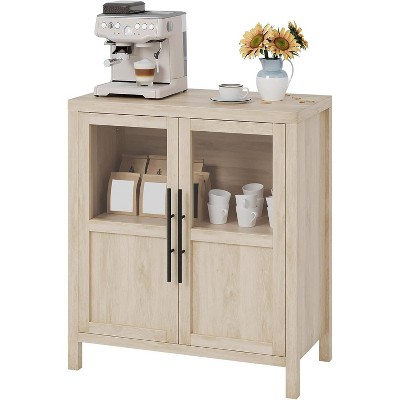 Jojoka Sideboard Buffet Cabinet with Glass Doors,29" Large Buffet Cabinet with Storage,Natural
