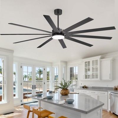 Airsurfer Ceiling Fan with LED Light and Remote Control Black Ceiling Fan with  Plywood Blades 6 Speed Reversible Quiet DC Motor for Livingroom