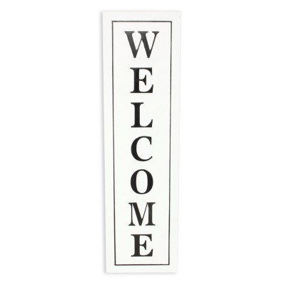 HomeRoots 39" X 11" White and Black Welcome Metal Wall Decor