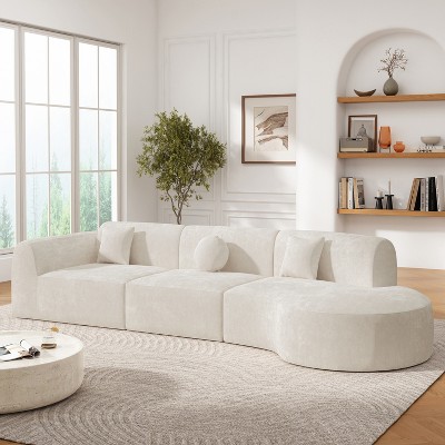 Christopher Knight Home Ilka 140" Modern Fully Compressed Sponge 5 Seater Curved Sectional Sofa