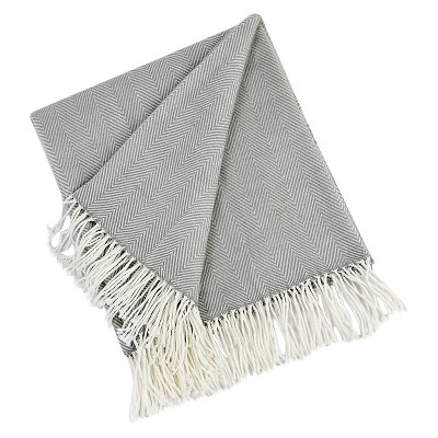 50"X60" Herringbone Tassel Fringe Throw Blanket - Saro Lifestyle