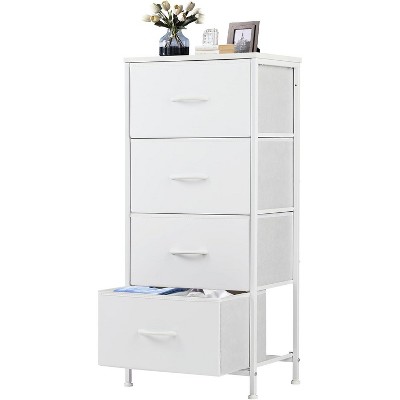 SEVOBAL Nightstand 4 Drawers Bedside Table Removable Bins Sturdy Organizer Furniture for Bedroom Nursery Closet Living Room, White, 17.7"*11.8"*37.4"