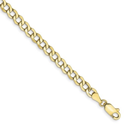 Black Bow Jewelry 4.3mm, 10k Yellow Gold Hollow Curb Link Chain Bracelet