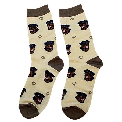 E & S Imports 15.25 In Rottweiler Sock Daddy Dog Pet Paw Print Crew Socks