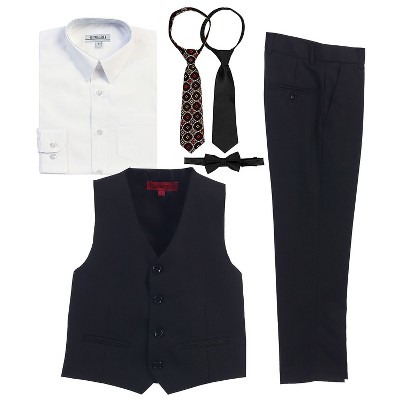 Gioberti Boy's 5 Piece Vest and Pants Set with Shirt and Ties Set