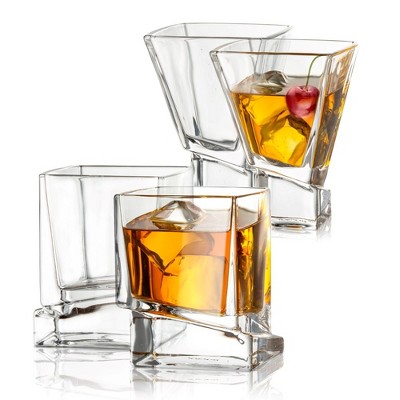 JoyJolt Carre Barware Set - Whiskey Glasses and Martini Glasses Set of 4