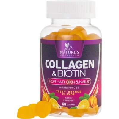 Biotin and Collagen Gummy Vitamins for Hair, Skin, and Nails - Extra Strength - 60 Gummies;120 Gummies
