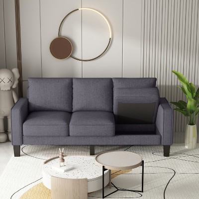 GDFStudio Hodgson Modern 3-Seat Wood and Fabric Upholstered Sofa