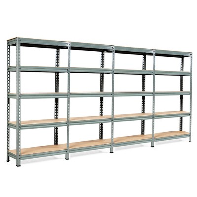 Costway 4PCS 5-Tier Metal Storage Shelves 60''Adjustable Shelves Silver\Gray\ Blue