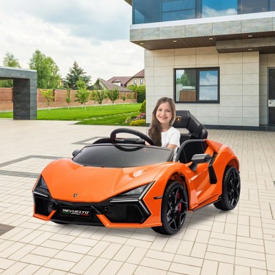 12V Kids Ride On Car with Remote Control, Battery Powered Sports Car Toy with Dual 25W Motors, Spring Suspension, Headlight, Music for Toddler 3+