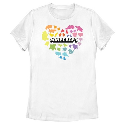 Womens Minecraft Colorful Heart T Shirt