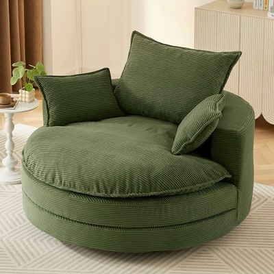 360° Swivel Accent Chair, Barrel Chair Swivel Round Sofa Chair with Cushion for Living Room