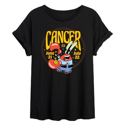 Women's - SpongeBob SquarePants - Mr. Krabs Cancer June 21 July 22 Oversized Graphic T-Shirt