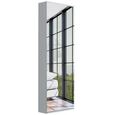 Depot E-Shop Wall Shoe Rack 54" H, One Mirror, One Door, Five Internal Storage Shelves, Approximate Capacity for Ten Shoes