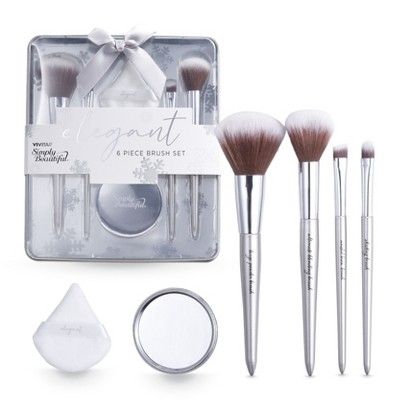 Vivitar 6-Piece Makeup Brush Set – Soft Synthetic Bristles, Cruelty-Free, Face & Eye Use