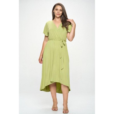 WEST K Womens Georgia Plus Size Flutter Sleeve High Low Hem Dress