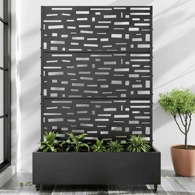 Lirago Iron Black Arch Mobile Planters Planting Box Trellis for Climbing Plants 72x47