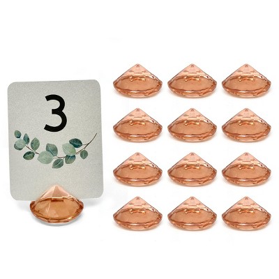 Wrapables Acrylic Diamond Place Card Holders for Wedding, Parties, Holidays, Special Events Table Decor (12pcs)