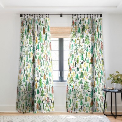 Ninola Design Colorful Christmas Trees Yuletide Single Panel Sheer Window Curtain - Society6