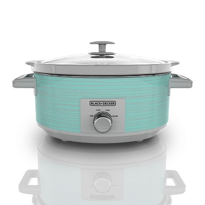 BLACK+DECKER 7-Quart Slow Cooker, SC2007D, Lid Holder, 3 Heat Settings, Extra Large Handles, Dishwasher Safe, Teal