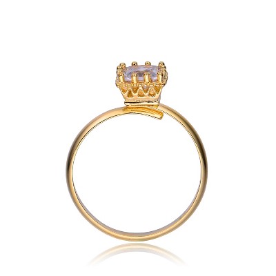 Guili Elegant Sterling Silver Ring with White Cubic Zirconia and Gold Plating for a Timeless, Sparkling Statement. Sizes 6-8.