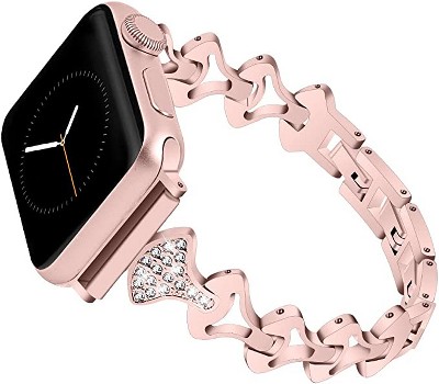 Worryfree Gadgets Apple Watch Band Jewelry Metal Strap Bling Diamond Rhinestone Wristband Strap for iWatch Bands Series 8 7 6 5 4 3 2 1 SE