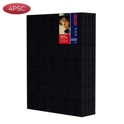 HANSILK 4pk 12x16 inch Stretched Canvas for Painting-Primed White Blank Canvases for Painting