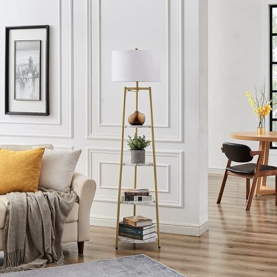 Rosary Blenn 4-Tier Gold Shelf Floor Lamp