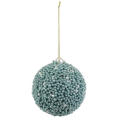 Northlight Glitter Beaded Christmas Ball Ornament - 4" - Seafoam Green