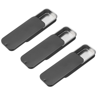 Unique Bargains Metal Anti-Oxidation Slide Top Rectangular Tin Containers 3 Pcs