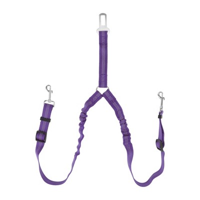 Unique Bargains Double Dog Seat Belt Purple 1 Pc