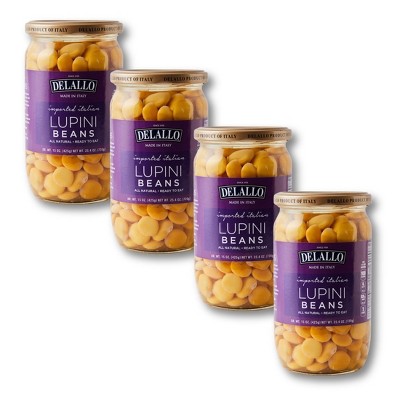 DeLallo Imported Lupini Beans, 25.4 oz Jar, (4 Pack)