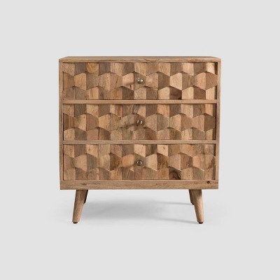 Latona MidCentury Modern 3 Drawer Chest Natural - Christopher Knight Home: Hardwood Frame, Includes Anti-Tip Hardware