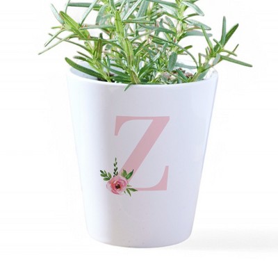 Personalization Mall Floral Initial Personalized Mini Flower Pot
