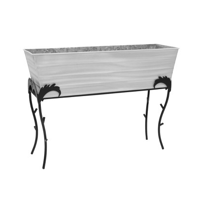 ACHLA Designs Indoor/Outdoor Rectangular Galvanized Steel Flower Planter Box with Iron Stand