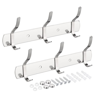 Unique Bargains Stainless Steel Wall Mounted Water Proof Coat Hook Rack 2 Pcs