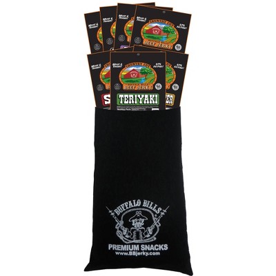 Buffalo Bills 7-Piece Country Cut Beef Jerky Sampler Black Velour Wine Gift Bag (seven 1.5oz packs)